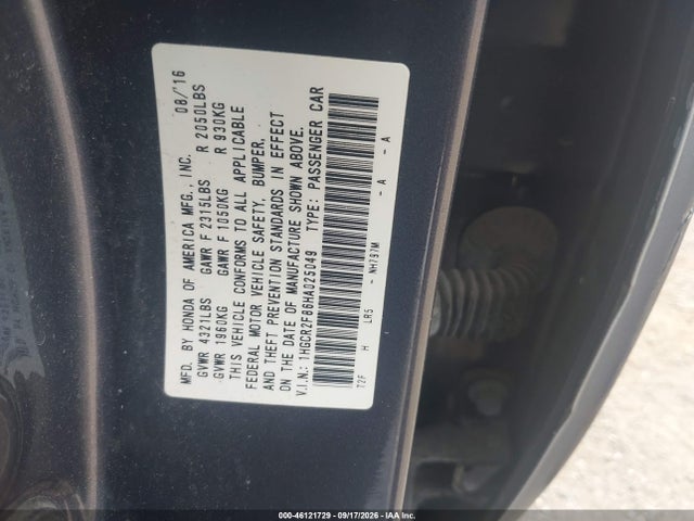 1HGCR2F86HA025049 Honda Accord Ex-l