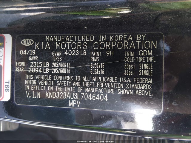 Продажа на аукционе авто 2020 Kia Soul Lx, vin: KNDJ23AU3L7046404, номер лота: 46121734