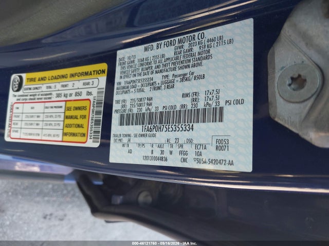 Aukcja sprzedaży 2014 Ford Fusion Se, vin: 1FA6P0H75E5355334, numer aukcji: 46121760