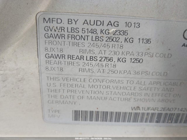 Aukcja sprzedaży 2014 Audi Allroad 2.0t Premium, vin: WA1UFAFL2EA071428, numer aukcji: 46121771