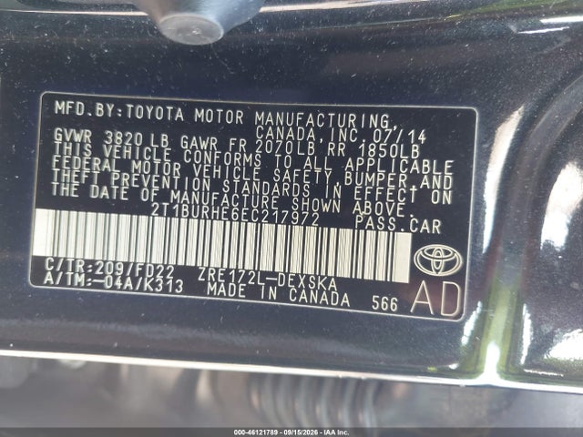 Продаж на аукціоні авто 2014 Toyota Corolla S Plus, vin: 2T1BURHE6EC217972, номер лоту: 46121789