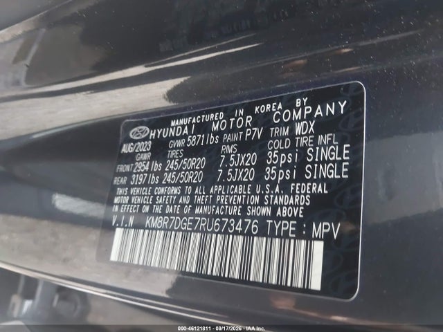 Aukcja sprzedaży 2024 Hyundai Palisade Calligraphy, vin: KM8R7DGE7RU673476, numer aukcji: 46121811
