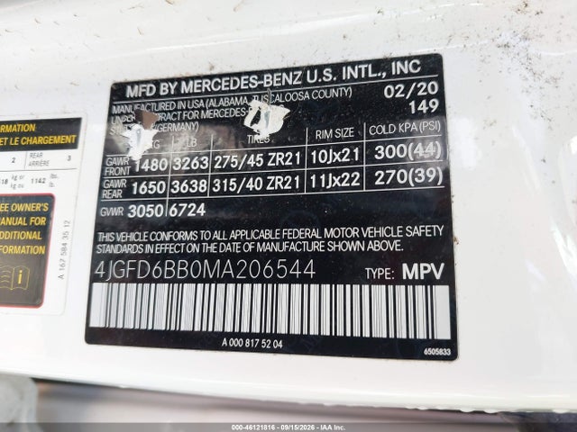 Продажа на аукционе авто 2021 Mercedes-benz Amg Gle 53 Coupe 4matic, vin: 4JGFD6BB0MA206544, номер лота: 46121816