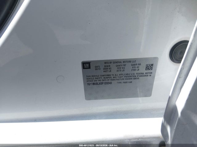 2014 Chevrolet Malibu 1ls მანქანა იყიდება აუქციონზე, vin: 1G11B5SLXEF120243, აუქციონის ნომერი: 46121823