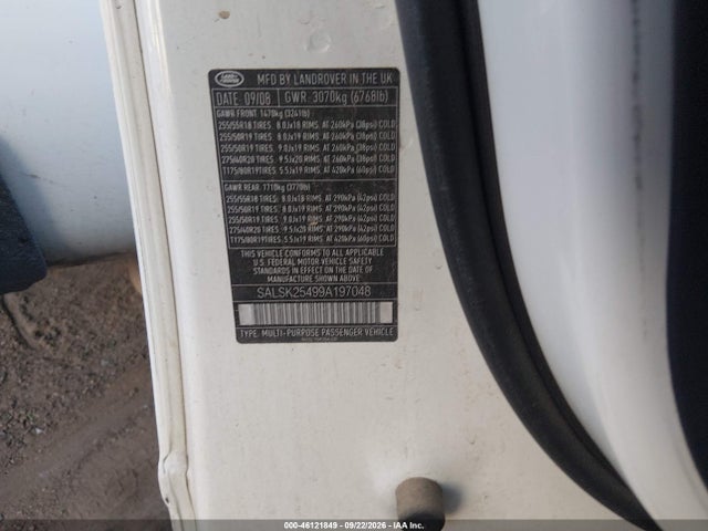 Aukcja sprzedaży 2009 Land Rover Range Rover Sport Hse, vin: SALSK25499A197048, numer aukcji: 46121849