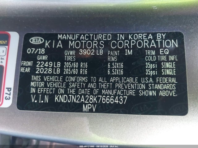 Aukcja sprzedaży 2019 Kia Soul, vin: KNDJN2A28K7666437, numer aukcji: 46121860