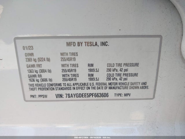 Tesla Model Y 2023 7SAYGDEE5PF663606 Image 9