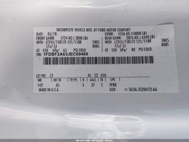 Ford F-250 Xl 2018 1FDBF2A63JEC69468 Image 9
