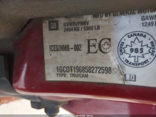 46121951 :رقم المزاد ، 1GCDT196858272598 vin ، 2005 Chevrolet Colorado Ls مزاد بيع