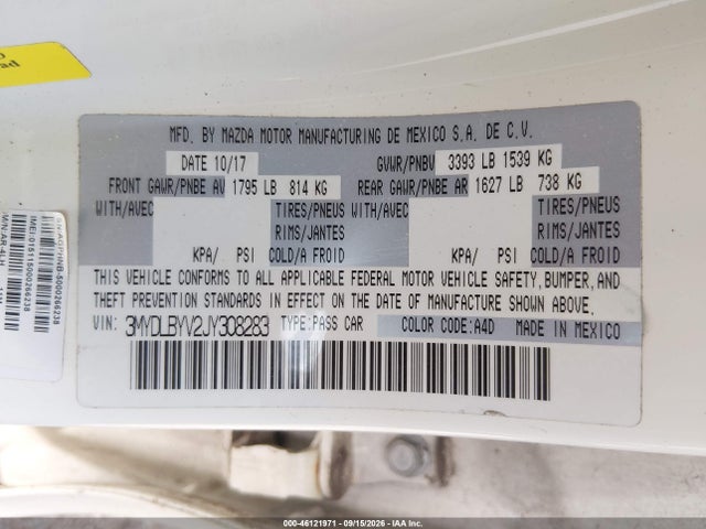 Продажа на аукционе авто 2018 Toyota Yaris Ia, vin: 3MYDLBYV2JY308283, номер лота: 46121971