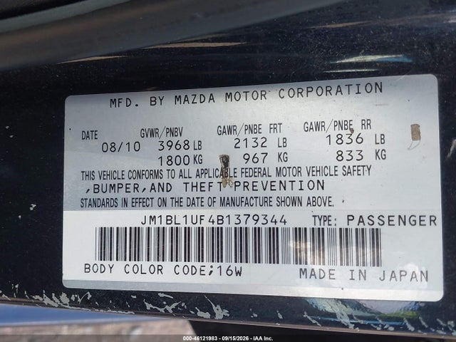 Продаж на аукціоні авто 2011 Mazda Mazda3 I Sport, vin: JM1BL1UF4B1379344, номер лоту: 46121983