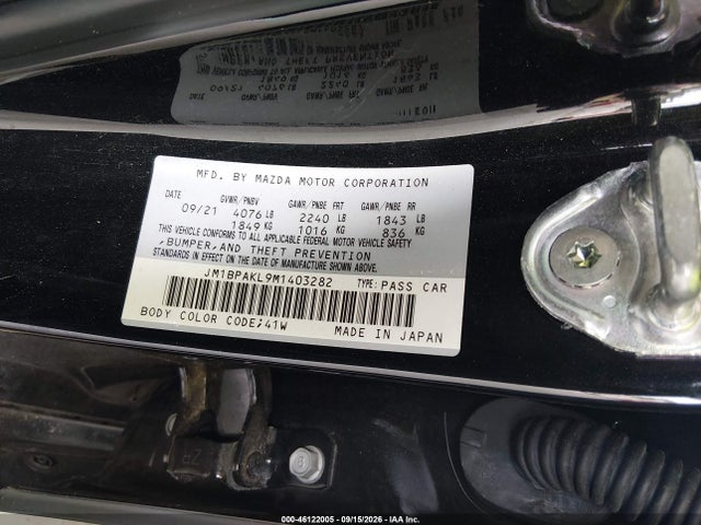 Aukcja sprzedaży 2021 Mazda Mazda3 Select, vin: JM1BPAKL9M1403282, numer aukcji: 46122005