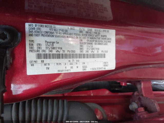 Aukcja sprzedaży 2016 Ford Focus Se, vin: 1FADP3K22GL332369, numer aukcji: 46122054