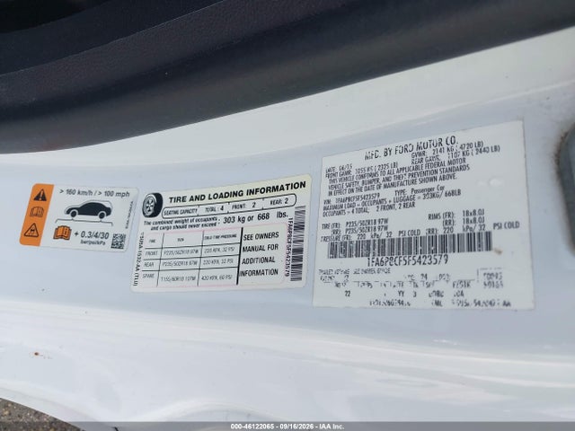 46122065 :رقم المزاد ، 1FA6P8CF5F5423579 vin ، 2015 Ford Mustang Gt/gt Premium مزاد بيع