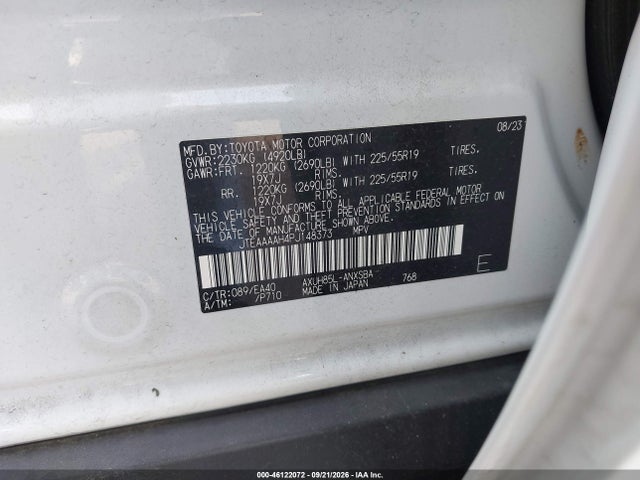 46122072 :رقم المزاد ، JTEAAAAH4PJ148373 vin ، 2023 Toyota Venza Le/xle/limited/night Shade مزاد بيع