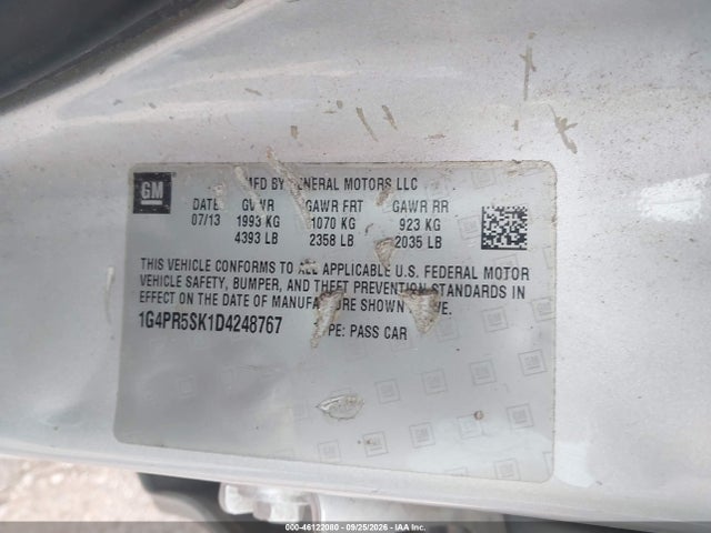 Продаж на аукціоні авто 2013 Buick Verano Convenience Group, vin: 1G4PR5SK1D4248767, номер лоту: 46122080
