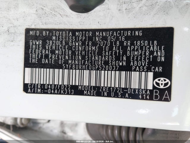 Toyota Corolla S Plus 2016 5YFBURHE0GP520037 Image 9