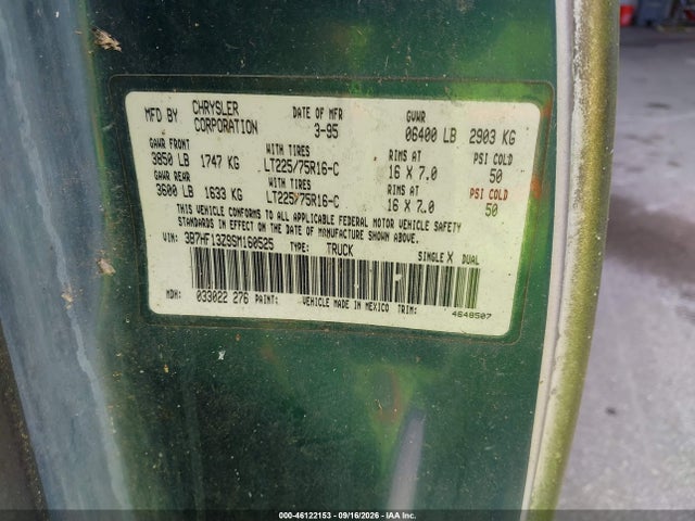 46122153 :رقم المزاد ، 3B7HF13Z9SM160525 vin ، 1995 Dodge Ram 1500 مزاد بيع