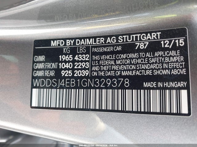 Mercedes-Benz CLA 250 2016 WDDSJ4EB1GN329378 Image 9