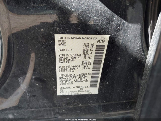 Aukcja sprzedaży 2010 Infiniti Qx56, vin: 5N3ZA0NC1AN907015, numer aukcji: 46122192