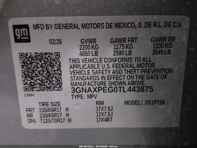 Chevrolet Equinox Awd Lt 2026 3GNAXPEG0TL443875 Image 9