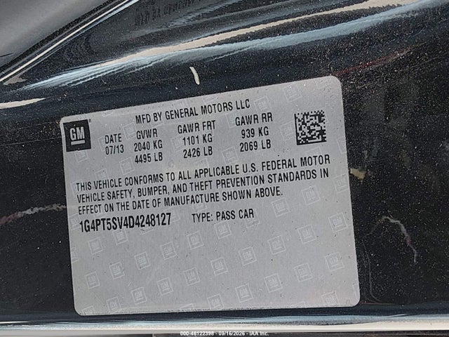 Aukcja sprzedaży 2013 Buick Verano Premium Group, vin: 1G4PT5SV4D4248127, numer aukcji: 46122398