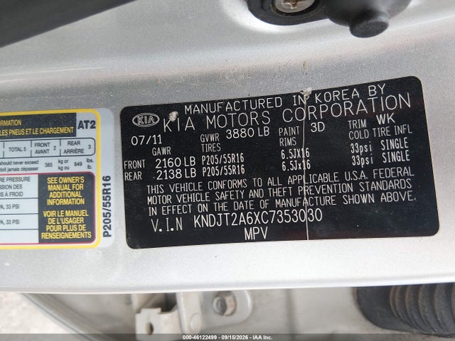 Aukcja sprzedaży 2012 Kia Soul +, vin: KNDJT2A6XC7353030, numer aukcji: 46122499
