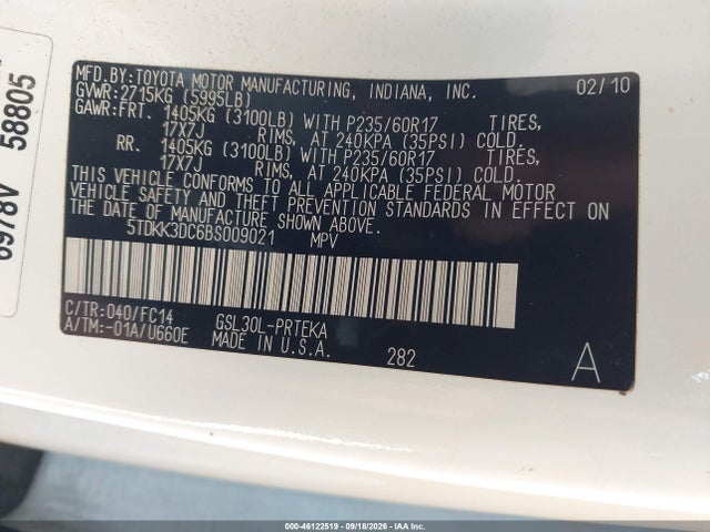 Продажа на аукционе авто 2011 Toyota Sienna Le V6, vin: 5TDKK3DC6BS009021, номер лота: 46122519