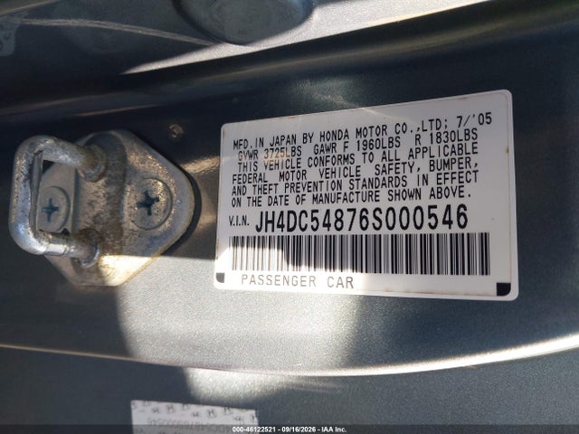 2006 Acura Rsx მანქანა იყიდება აუქციონზე, vin: JH4DC54876S000546, აუქციონის ნომერი: 46122521