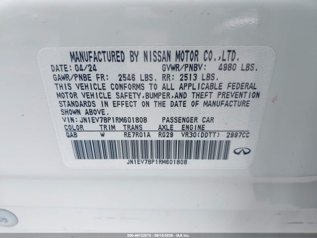 Продажа на аукционе авто 2024 Infiniti Q50 Luxe, vin: JN1EV7BP1RM601808, номер лота: 46122575