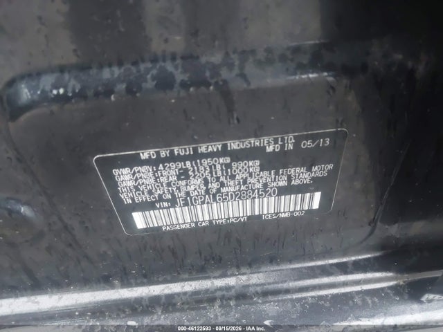 2013 Subaru Impreza 2.0i Sport Premium მანქანა იყიდება აუქციონზე, vin: JF1GPAL65D2884520, აუქციონის ნომერი: 46122593