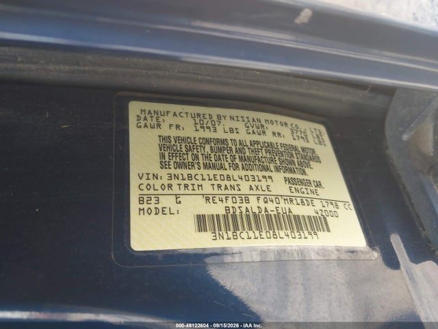 Продаж на аукціоні авто 2008 Nissan Versa 1.8s, vin: 3N1BC11E08L403199, номер лоту: 46122604