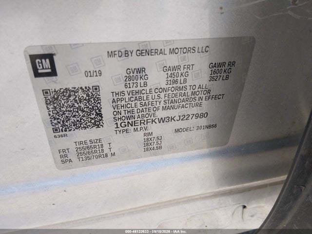 Aukcja sprzedaży 2019 Chevrolet Traverse Ls, vin: 1GNERFKW3KJ227980, numer aukcji: 46122633