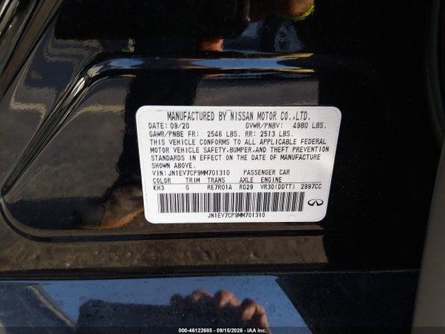 Продажа на аукционе авто 2021 Infiniti Q50 Sensory, vin: JN1EV7CP9MM701310, номер лота: 46122685
