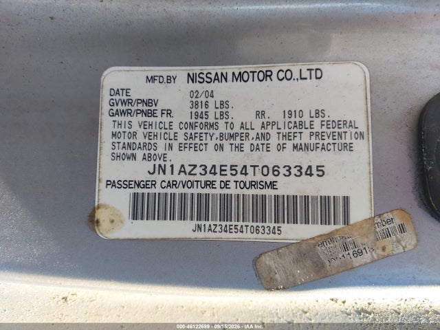 Продажа на аукционе авто 2004 Nissan 350z Enthusiast, vin: JN1AZ34E54T063345, номер лота: 46122699
