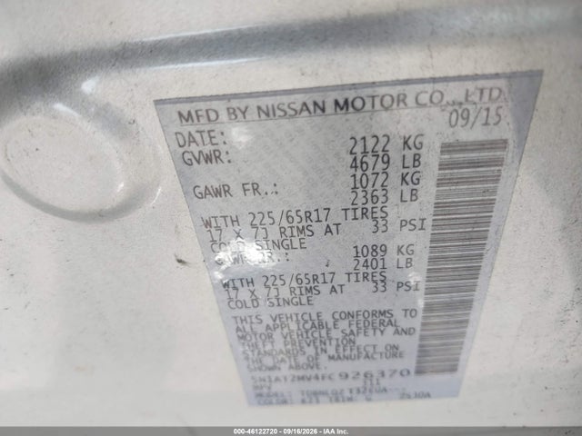 Nissan ROGUE SV 2015 5N1AT2MV4FC926370 Image 9