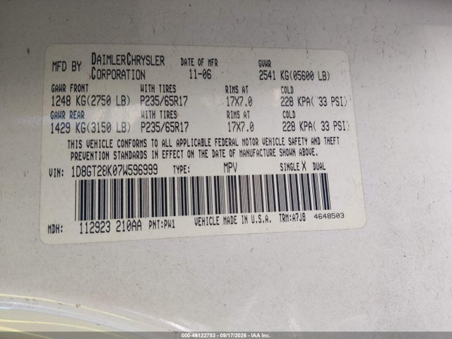 Aukcja sprzedaży 2007 Dodge Nitro Sxt, vin: 1D8GT28K07W596999, numer aukcji: 46122753