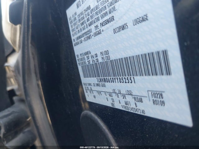 46122779 :رقم المزاد ، 1LNHM86S0YY852551 vin ، 2000 Lincoln Ls V6 Auto/v6 Manual مزاد بيع