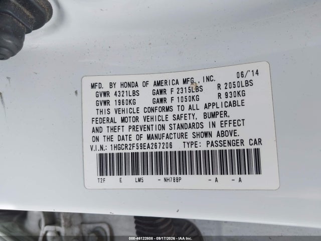 Aukcja sprzedaży 2014 Honda Accord Sport, vin: 1HGCR2F59EA267206, numer aukcji: 46122808