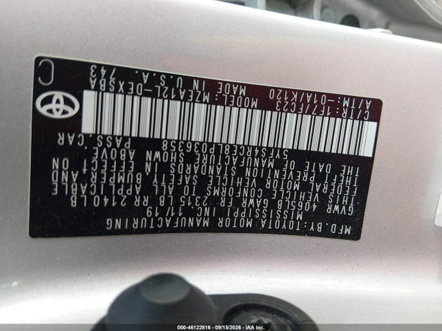 Aukcja sprzedaży 2020 Toyota Corolla Se, vin: 5YFS4RCE8LP036358, numer aukcji: 46122816