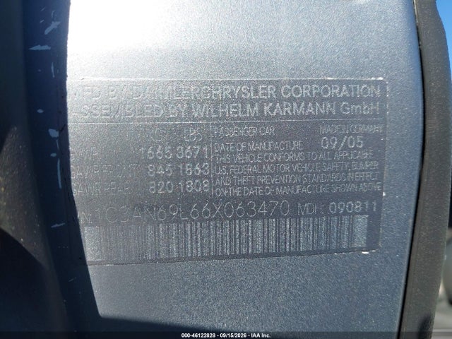 Aukcja sprzedaży 2005 Chrysler Crossfire Limited, vin: 1C3AN69L55X056993, numer aukcji: 46122828