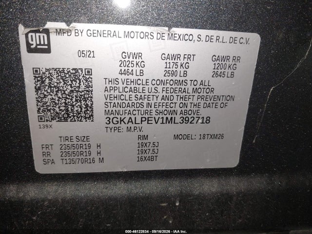 2021 Gmc Terrain Fwd Slt მანქანა იყიდება აუქციონზე, vin: 3GKALPEV1ML392718, აუქციონის ნომერი: 46122834