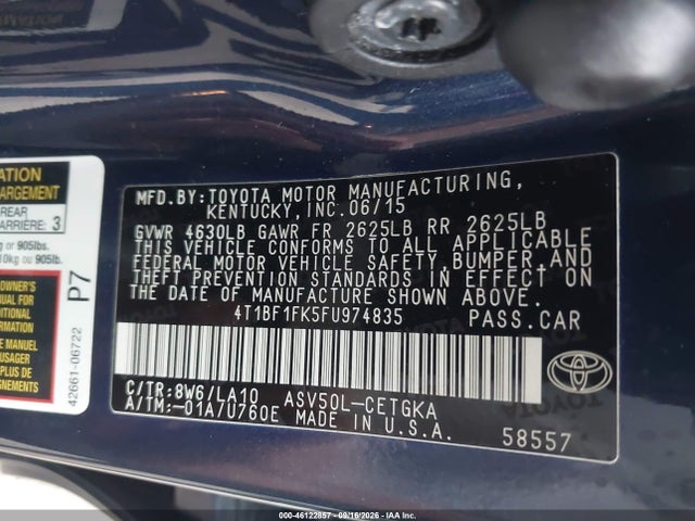 Aukcja sprzedaży 2015 Toyota Camry Xle, vin: 4T1BF1FK5FU974835, numer aukcji: 46122857