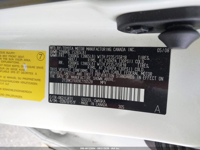 Aukcja sprzedaży 2009 Lexus Rx 350, vin: 2T2HK31U09C110528, numer aukcji: 46122884