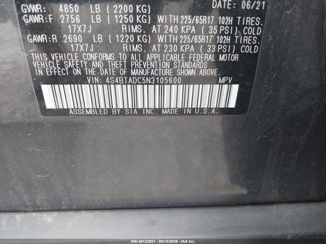 Subaru Outback Premium 2022 4S4BTADC5N3105600 Image 9