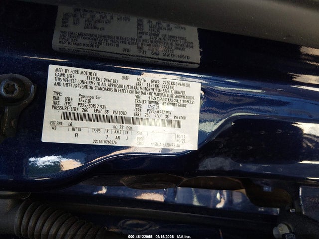 2016 Ford C-max Energi Sel მანქანა იყიდება აუქციონზე, vin: 1FADP5CU3GL119832, აუქციონის ნომერი: 46122965