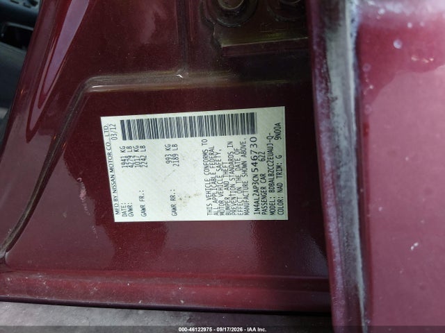 Продаж на аукціоні авто 2012 Nissan Altima 2.5 S, vin: 1N4AL2AP3CN546730, номер лоту: 46122975