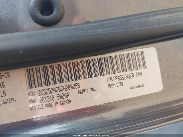 46122995 :رقم المزاد ، 2C3CDZAG8GH280259 vin ، 2016 Dodge Challenger Sxt مزاد بيع