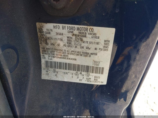 Продажа на аукционе авто 2011 Ford F-250 Xl, vin: 1FTBF2A60BEB43008, номер лота: 46123032