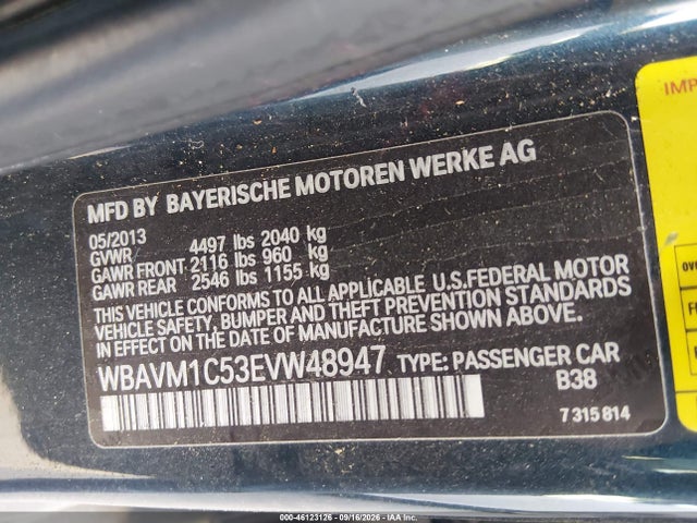 Продаж на аукціоні авто 2014 Bmw X1 Sdrive28i, vin: WBAVM1C53EVW48947, номер лоту: 46123126